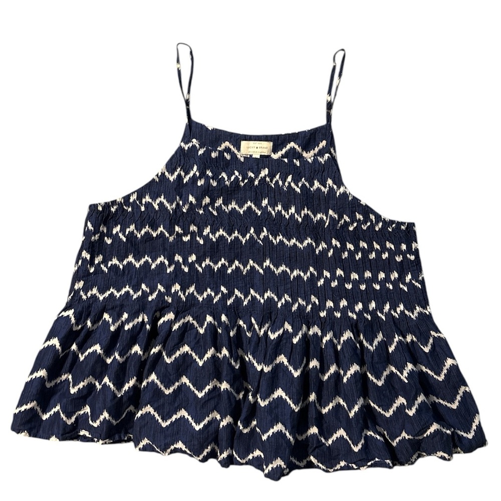 Lucky Brand Blue and White Zigzag Top